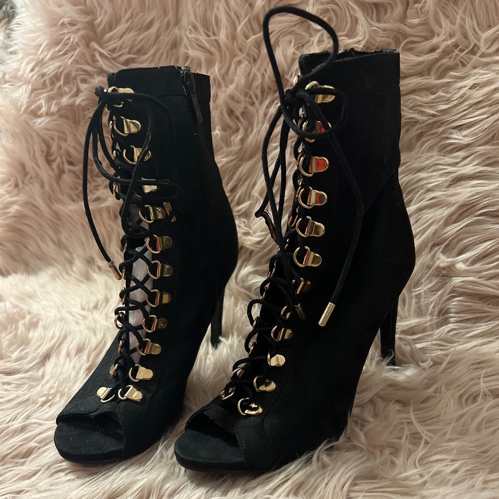 Black & Gold Military Inspired Jlo Booties